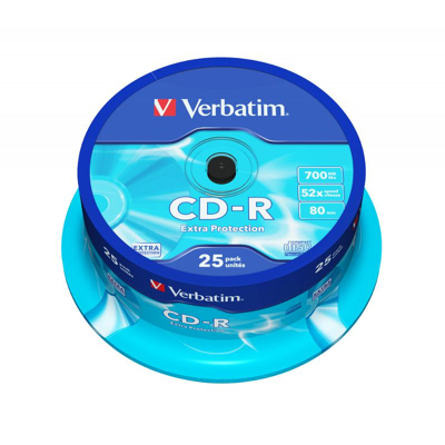 Afbeelding van CD R 80 Min/700 MB VERBATIM Extra Protection 52x Cakebox 25 Stuks