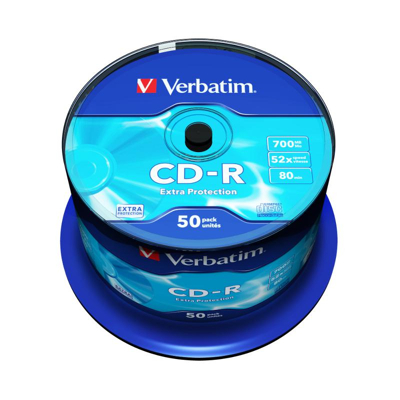 Afbeelding van CD R 80 Min/700 MB VERBATIM Extra Protection 52x Cakebox 50 Stuks