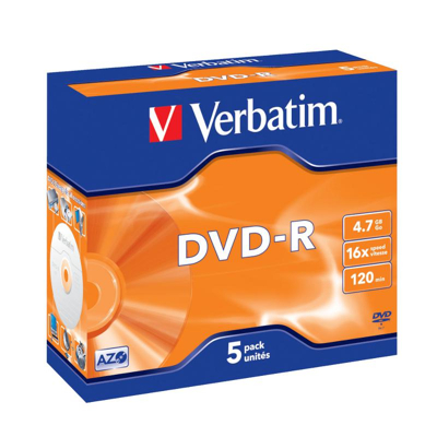 Afbeelding van DVD R 4,7 GB VERBATIM 16x Speed Jewelcase 5 stuks