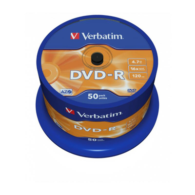 Afbeelding van DVD R 4,7 GB VERBATIM 16x Speed, Matt Silver Surface Cakebox 50 stuks