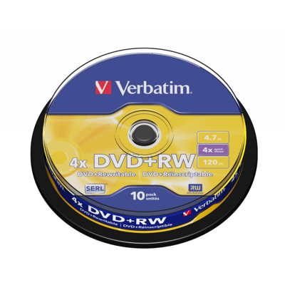 Afbeelding van DVD+RW 4,7 GB VERBATIM 4x Cakebox 10 stuks