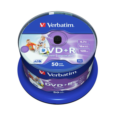 Afbeelding van DVD+R 4,7 GB VERBATIM Photo Printable 16x Cakebox 50 stuks