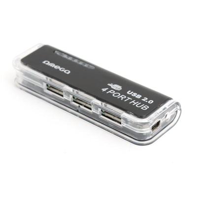 Afbeelding van OMEGA 4 Poorts Hub USB 2.0 HighSpeed voor Tablets &amp; Smartphones met OTG kabel