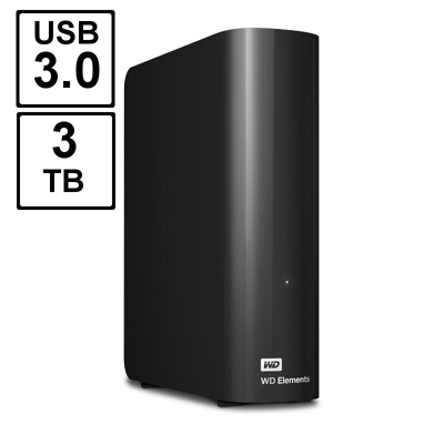 Afbeelding van WESTERN DIGITAL &quot;Elements Desktop&quot; Externe Harde Schijf USB 3.0 3,5&quot; 3TB (3000GB) zwart