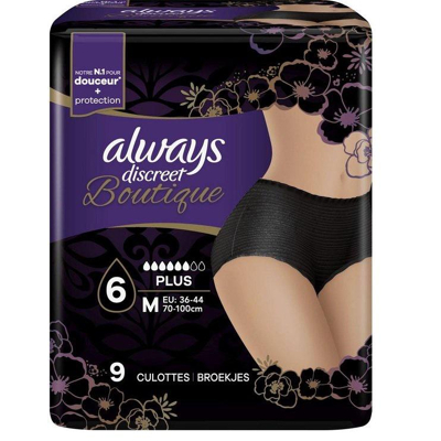 Afbeelding van Always Discreet Boutique voor urineverlies en incontinentie, maat M 9 broekjes zwart