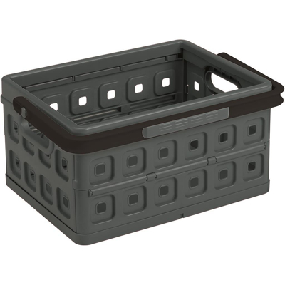 Abbildung von SUNWARE Square Klappbox 24 Liter mit Griff 435 x 310 213 mm anthrazit/schwarz