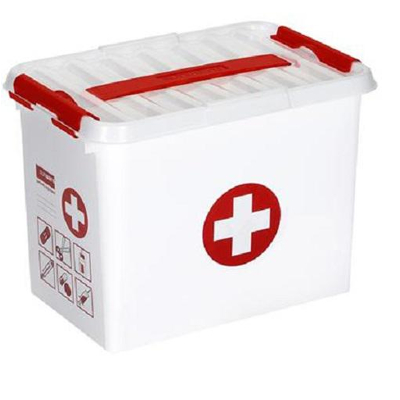 Afbeelding van SUNWARE Q Line First Aid Box + 1 Tray 9 Liter 300 x 200 220 mm wit/transparant/rood