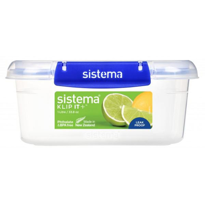 Afbeelding van SISTEMA Klip It Plus, Voedselcontainer 1,0 liter 17,6 x 12,8 7,9cm transparant/blauw