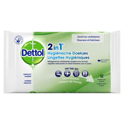Afbeelding van 12er Pack Dettol 2in1 Hygiënisch doekjes Reinigende en verfrissende voor de huid 12 stucks