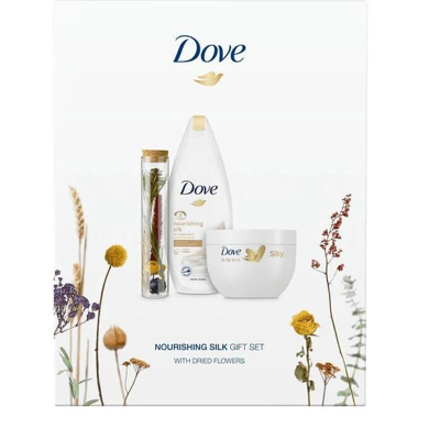 Afbeelding van Dove 3 delig Geschenkset met Droogbloemen (Douchegel/Bodycreme/Droogbloemen)