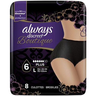 Afbeelding van Always Discreet Boutique voor urineverlies en incontinentie, maat L 8 broekjes zwart