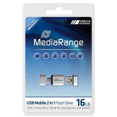 Afbeelding van MediaRange 2 in 1 OTG USB stick &amp; microUSB 2.0 16 GB ideaal voor Tablets smartphones!