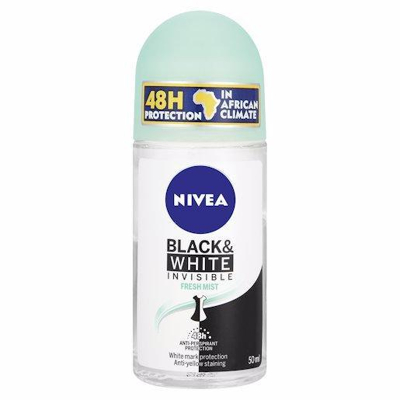 Afbeelding van 6x NIVEA Women &quot;Invisible for Black &amp; White Fresh Mist&quot; Deo Roll on 50ml