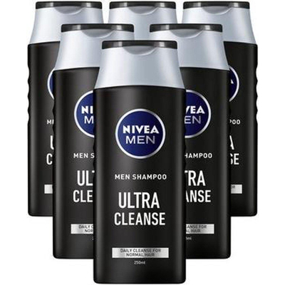 Afbeelding van 6er Pack NIVEA Men Shampoo &quot;Ultra Cleanse&quot; voor normaal haar 250ml