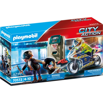 Billede af Playmobil 70572 City Action Politimotorcykel: Forfølgelse af pengerøveren