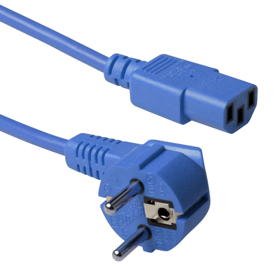Afbeelding van C13 kabel ACT 0.6 meter (Haaks, Blauw)