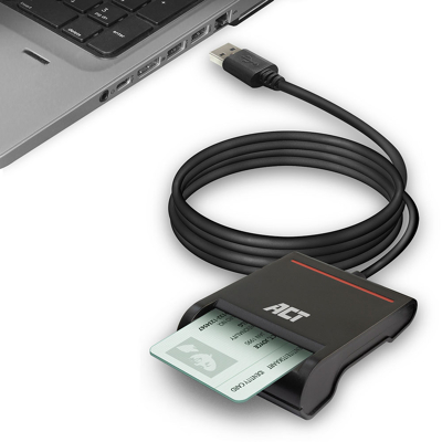 Afbeelding van ACT AC6015 Smartcard eID Kaartlezer Extern USB 2.0 Zwart