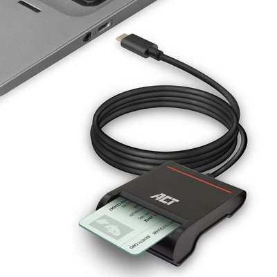 Afbeelding van ACT AC6020 USB C Smartcard eID Card Reader External Zwart
