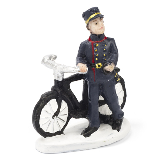 Afbeelding van Kerstdorp figuren Politieman Bromsnor met fiets Dickensville