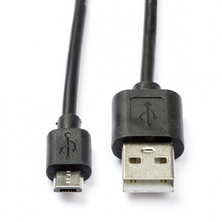 Afbeelding van USB A naar Micro kabel 0.5 meter 2.0 (100% koper, Zwart)