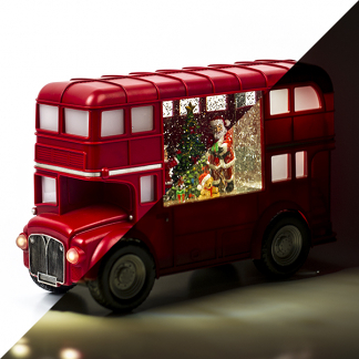 Afbeelding van Kerstlantaarn bus met kerstman Konstsmide 29.5 cm (LED, Batterijen, USB, Timer)