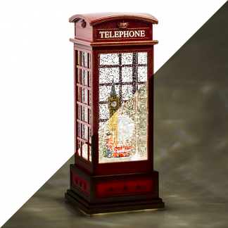 Afbeelding van Kerstlantaarn telefooncel met Londens tafereel Konstsmide 25 cm (LED, Batterijen, USB, Timer)