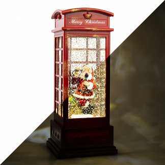 Afbeelding van Kerstlantaarn telefooncel met kerstman Konstsmide 25 cm (LED, Batterijen, Timer)