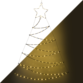 Afbeelding van Metalen kerstboom zwart met 110 micro LED lampjes 110CM