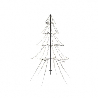 Afbeelding van Metalen kerstboom met verlichting 3 meter (600 LEDs, Timer, Grondspies, Buiten)