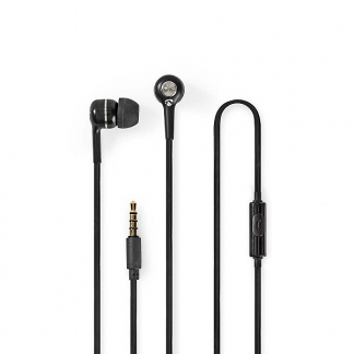 Afbeelding van Wired Headphones 1.2m Round Cable in Ear Built Microphone Black N