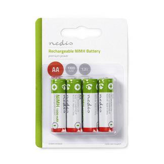 Afbeelding van Oplaadbare AA batterij Nedis 4 stuks (NiMH, 1300 mAh, 1.2 V)