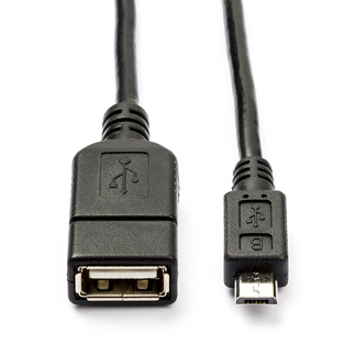 Afbeelding van USB A naar Micro kabel 0.2 meter 2.0 (OTG, 100% koper, Zwart)