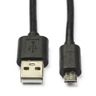 Afbeelding van USB A naar Micro kabel 2 meter 2.0 (100% koper, Zwart)