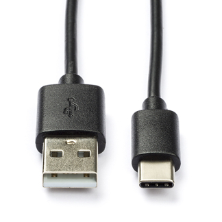 Afbeelding van USB A naar C kabel 1 meter 2.0 (Vertind koper, Zwart)