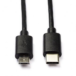 Afbeelding van USB C naar Micro kabel 1 meter 2.0 (100% koper, Zwart)