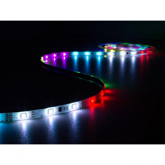 Afbeelding van LED strip met voeding Perel 5 meter (Flexibel, 12V, Animaties, 150 LEDs, RGB)