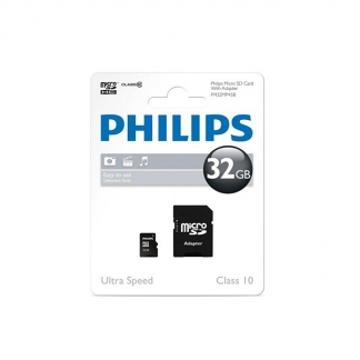 Afbeelding van PHILIPS microSDHC kaart 32GB Class 10 met SD adapter