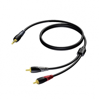 Afbeelding van Tulp naar jack 3.5 mm kabel Procab 10 meter (Stereo, Verguld, 100% koper)