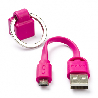 Afbeelding van USB A naar Micro kabel 6 centimeter 2.0 (Sleutelhanger, 100% koper, Roze)