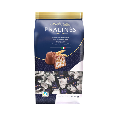 Afbeelding van Praline melkchocolade melkroom &amp; granen 300g Doos 12 stuks