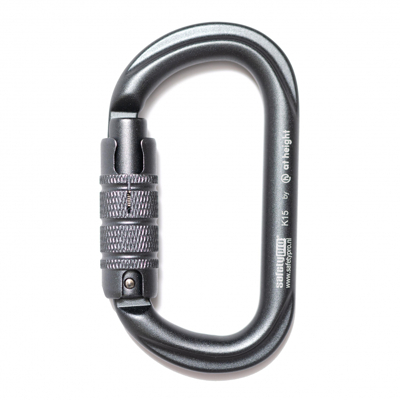 Afbeelding van SafetyPro Oval zwart triact lock goedkope aluminium karabiner per stuk