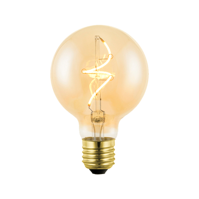 Afbeelding van LED lamp E27 3.2W dimbaar 2000K extra warm wit Globe 80 mm Amber Spiraal filament Lybardo Dimbare