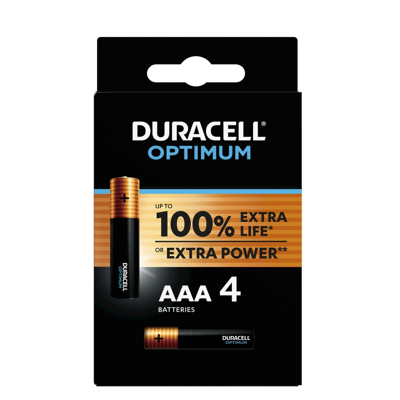 Afbeelding van Duracell batterij alkaline optimum aaa / mn2400 lr03 blister 4 pcs 12743