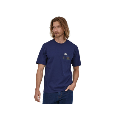 Billede af Patagonia Line Logo Ridge Stripe Organic Pocket T Shirt Sound Blue (SNDB) L