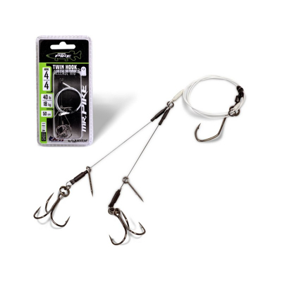 Billede af #2 Quantum Mr. Pike Ghost Traces Twin Hook Release Rig white 50cm 1pcs rigs