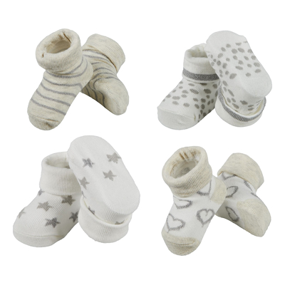 Afbeelding van Apollo new born sokken set van 4 in een geschenkset beige/lichtgrijs