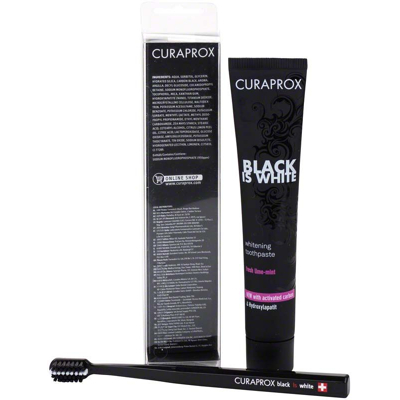 Abbildung von CURAPROX Black is White Zahnpasta 90 ml Zahnpasta, 1 Zahnbürste