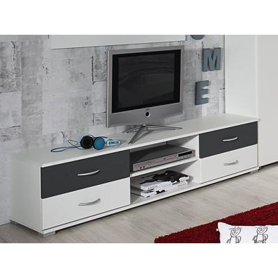 Afbeelding van TV meubel NOOBA 4 lades 2 vakken wit/grijs metaal