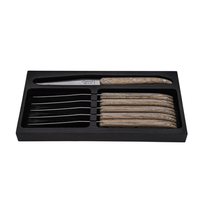 Abbildung von Laguiole Style de Vie Set von 6 Steakmessern mit Wellenschliff Eiche
