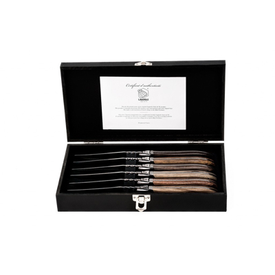 Abbildung von Laguiole Style de Vie Luxury Line Set von 6 Steakmessern in Luxusbox Gemischtes Holz
